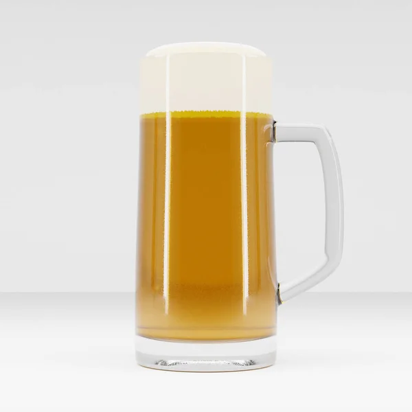 Glas Bier Auf Weißem Hintergrund Darstellung — Stockfoto