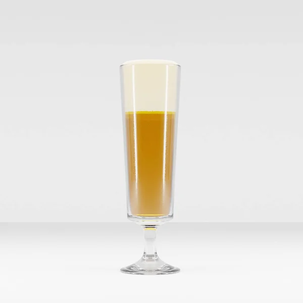 Verre Bière Sur Fond Blanc Rendu — Photo