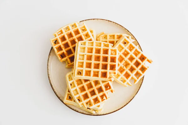 Belgian Waffles White Table Top View — Stock Photo, Image