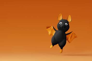 Sarı arka planda şirin bir Cadılar Bayramı sopası. 3d hazırlayıcı