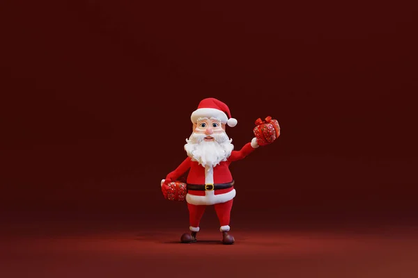 Cute Cartoon Santa Claus Render — Stock Photo, Image
