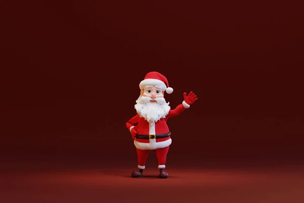 可爱的卡通圣诞老人 3D渲染 — 图库照片