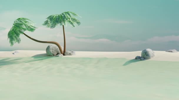 Płynna Animacja Pętli Pustej Letniej Tropikalnej Plaży Palmami Kokosowymi Koncepcja — Wideo stockowe