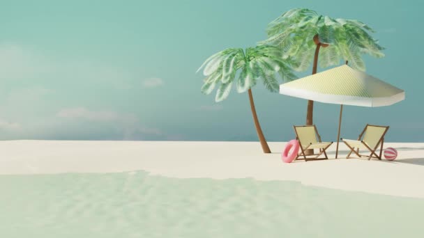 Sømløs Sløyfe Animasjon Tom Sommer Tropisk Strand Med Kokos Palmer – stockvideo