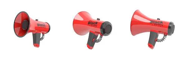 stock image Red and black black friday megaphone backdrop, with white background