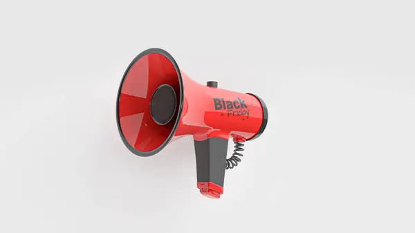 stock image Red and black black friday megaphone backdrop, with white background