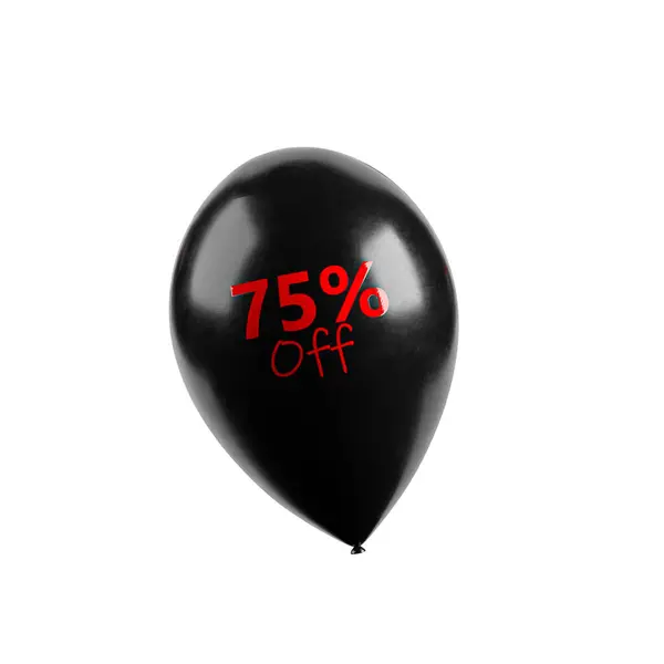 stock image floating black balloon worth 75 percent off