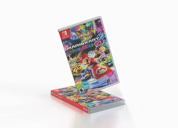 stock image nintendo switch mario kart 8 game cover on white backdrop