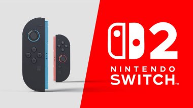 Agua Boa, Minas Gerais, Brezilya - 23 Ocak 2025 - yeni nintendo anahtar kontrolleri, ayakta, kırmızı zemin ve logo
