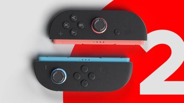 Agua Boa, Minas Gerais, Brezilya - 23 Ocak 2025 - yeni nintendo anahtar kontrolleri, kırmızı çember arka plan