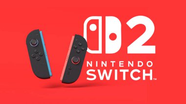 Agua Boa, Minas Gerais, Brezilya - 23 Ocak 2025 - Yeni nintendo anahtarı 2 kırmızı arkaplan logolu