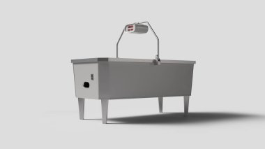 Beyaz hava hokey masası sahnesi beyaz arka planda