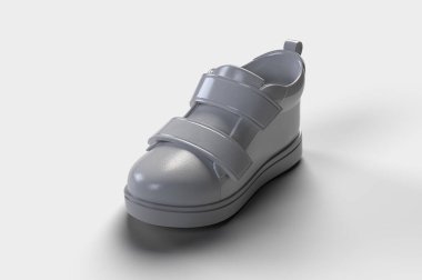 Beyaz arka planda beyaz bebek ayakkabısı, sol görünüm