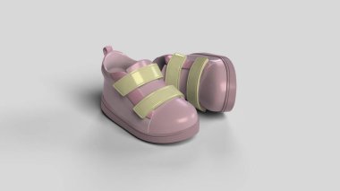 pink baby slipper on a white backdrop, top view clipart