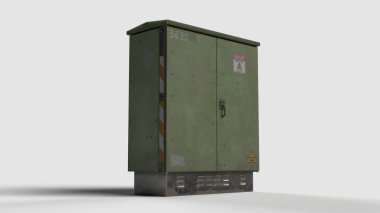 yeşil yüksek voltaj güç kutusu uyarısı, sol görüş