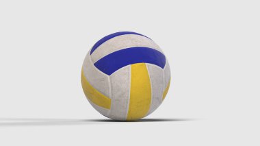 Beyaz zemin üzerinde mavi ve sarı voleybol