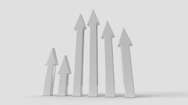 Beyaz arkaplanda beyaz 3D grafik biçimli oklar, alt görünüm