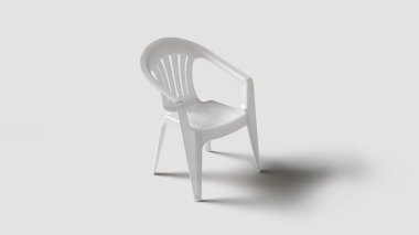 Temel beyaz plastik sandalye, beyaz ayar, sol görünüm