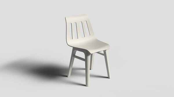 white chair on white backdrop, right view
