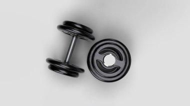 Beyaz kapaklı iki dambıl, üst manzara