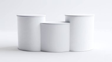 White cylindrical promotional counter on white background