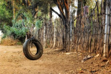 swing made with a tire for children