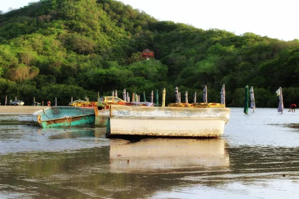 Stranded Boats Lagoon Manzanillo Mexico — Stock Photo, Image