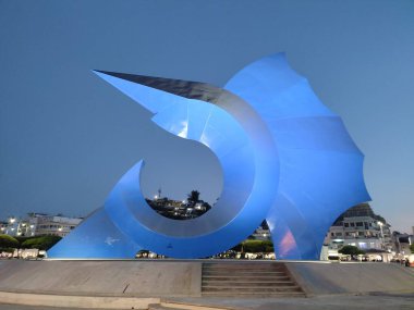 Meksika, Manzanillo 'da dev yelken balığı heykeli