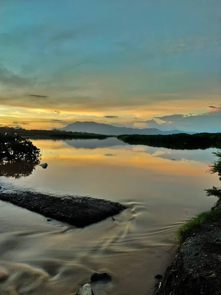 Beautiful Sunset Las Garzas Lagoon Manzanillo Mxico — Stock Photo, Image