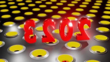 Parlak Hoparlör Duvarı arkaplanındaki soyut kırmızı numara 2023