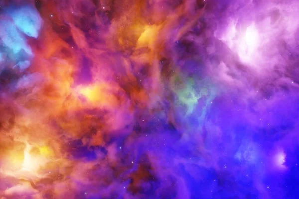 宇宙の星の背景でカラフルな星雲ガス雲3Dレンダリング — ストック写真