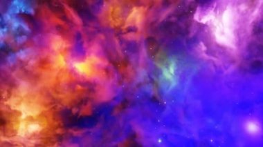 Dış uzay yıldızı arkaplanındaki renkli gaz bulutu 3B görüntüleme