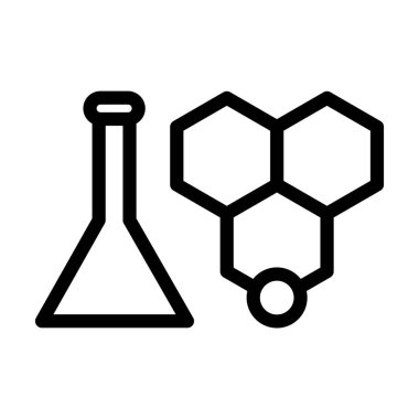 Kimya Vektörü İllüstrasyon Satır Simgesi Tasarımı