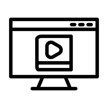 Dijital Kütüphane Vektörü İllüstrasyon Satır Simgesi Tasarımı