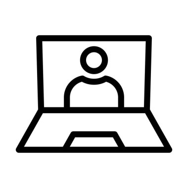 Çevrimiçi Sınıf Vektör İllüstrasyon Satır Simgesi Tasarımı