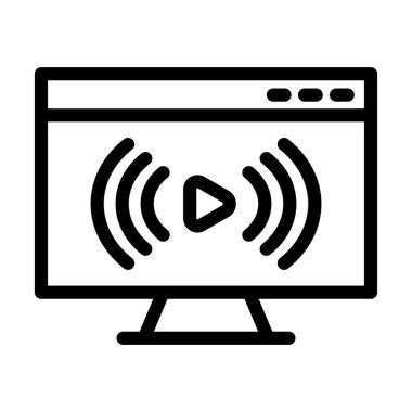 Canlı Yayın Vektörü Resmetme Satırı Simgesi Tasarımı