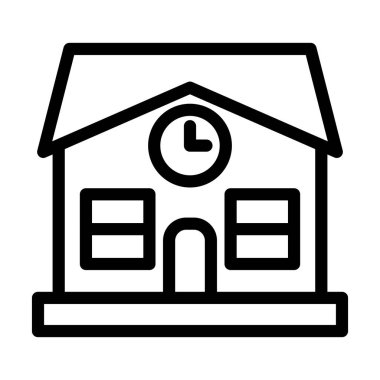 Okul Vektörü İllüstrasyon Satırı Simgesi Tasarımı