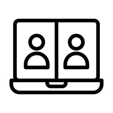 Video Çağrısı Vektör İllüstrasyon Satır Simgesi Tasarımı