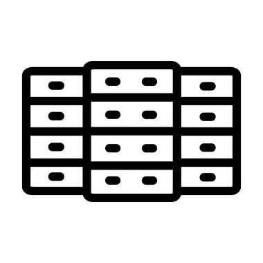 Veri Merkezi Vektör İllüstrasyon Satır Simgesi Tasarımı