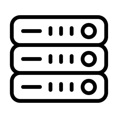 Sunucu Vektörü İllüstrasyon Satır Simgesi Tasarımı