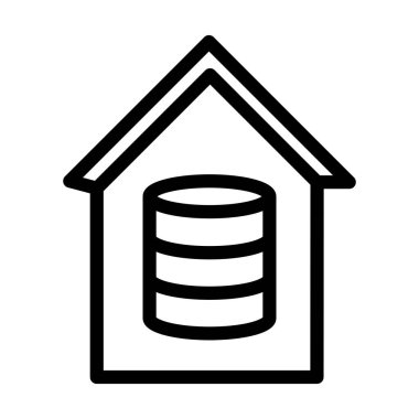 Veri Evi Vektör İllüstrasyon Satır Simgesi Tasarımı
