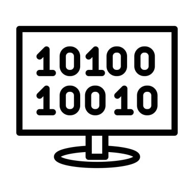İkili Kod Vektörü İllüstrasyon Satır Simgesi Tasarımı