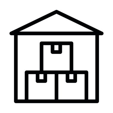 Depo Vektörü İllüstrasyon Satır Simgesi Tasarımı