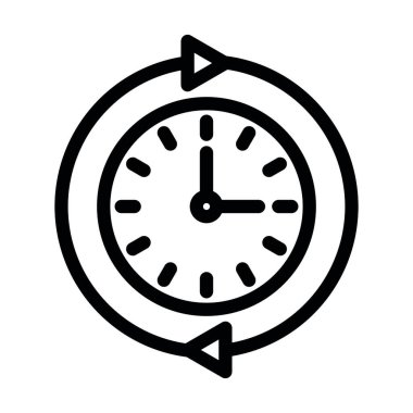 24 Saat Vektör Resmetme Satır Simgesi Tasarımı