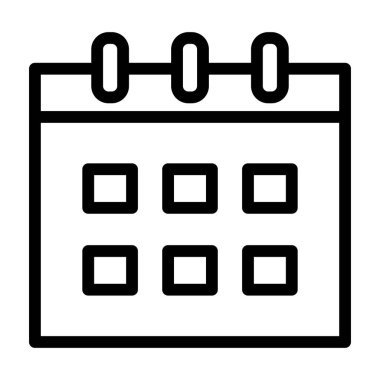 Takvim Vektörü İllüstrasyon Satır Simgesi Tasarımı