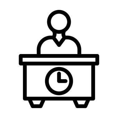 Ofis Zaman Vektörü İllüstrasyon Satır Simgesi Tasarımı