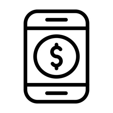 Mobil Ödeme Vektörü İllüstrasyon Satır Simgesi Tasarımı