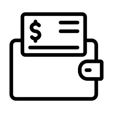 Cüzdan Vektörü İllüstrasyon Satır Simgesi Tasarımı
