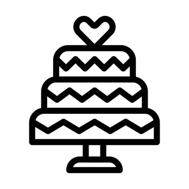 Düğün Pastası Vektörü Resmetme Satırı Simgesi Tasarımı