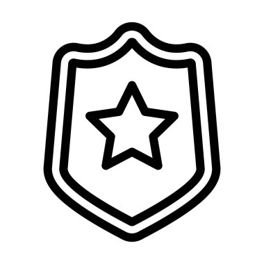 Kalkan Vektörü İllüstrasyon Satır Simgesi Tasarımı